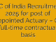 AIC of India Recruitment 2025 for post of Appointed Actuary – On full-time contractual basis