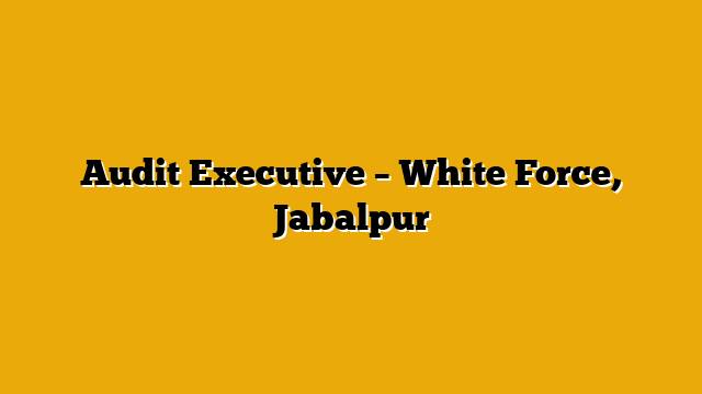 Audit Executive – White Force, Jabalpur Audit Executive – White Force, Jabalpur