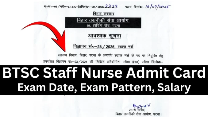 Bihar-BTSC-Staff-Nurse-Admit-Card-Exam-Date