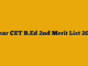 Bihar CET B.Ed 2nd Merit List 2025