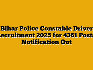 Bihar Police Constable Driver Recruitment 2025 for 4361 Posts: Notification Out