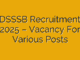 DSSSB Recruitment 2025 – Vacancy For Various Posts