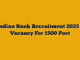 Indian Bank Recruitment 2025 – Vacancy For 1500 Post