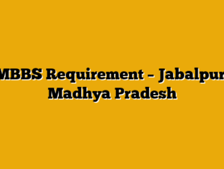 MBBS Requirement – Jabalpur, Madhya Pradesh