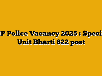MP Police Vacancy 2025 : Special Unit Bharti 822 post
