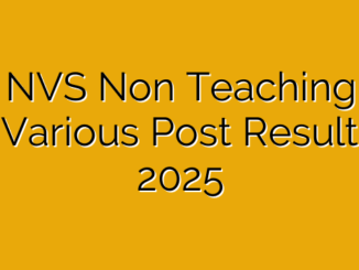 NVS Non Teaching Various Post Result 2025
