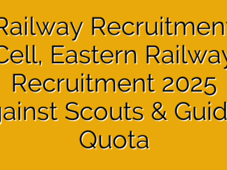 Railway Recruitment Cell, Eastern Railway Recruitment 2025 against Scouts & Guides Quota