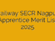 Railway SECR Nagpur Apprentice Merit List 2025
