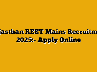 Rajasthan REET Mains Recruitment 2025:- Apply Online