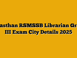 Rajasthan RSMSSB Librarian Grade III Exam City Details 2025
