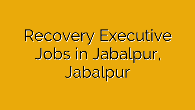 Recovery Executive Jobs in Jabalpur, Jabalpur