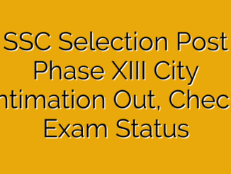 SSC Selection Post Phase XIII City intimation Out, Check Exam Status