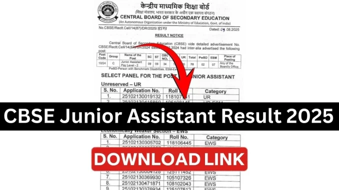 CBSE-Junior-Assistant-Result-2025-PDF