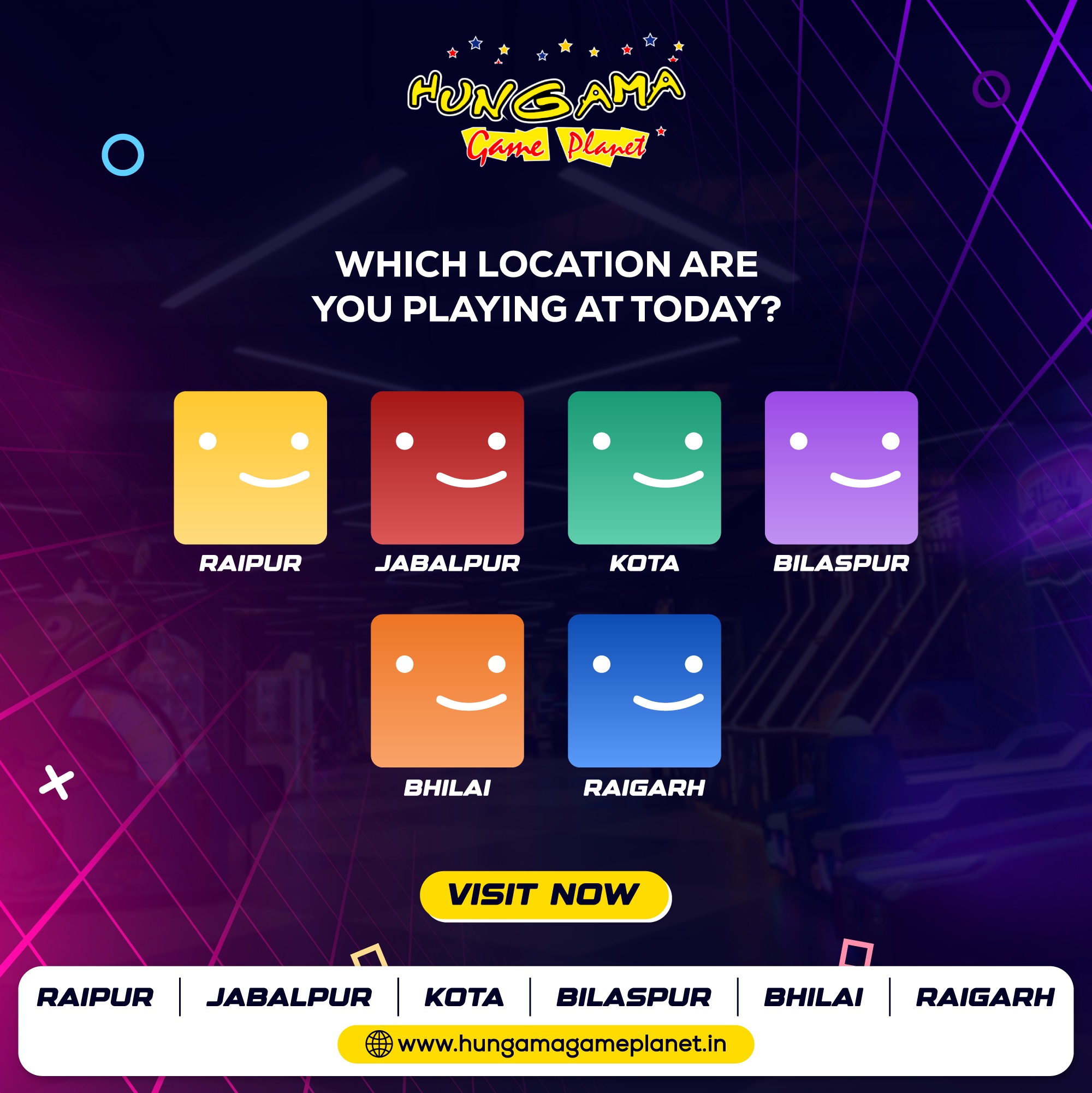 Ready to play? Which location of Hungama Game Planet are you taking over at today? - Hungama Game Planet Jabalpur