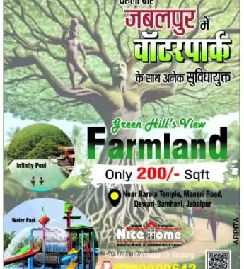 Farmland Only Rs. 200/- Sqft - Green Hill View - Nice Home Jabalpur