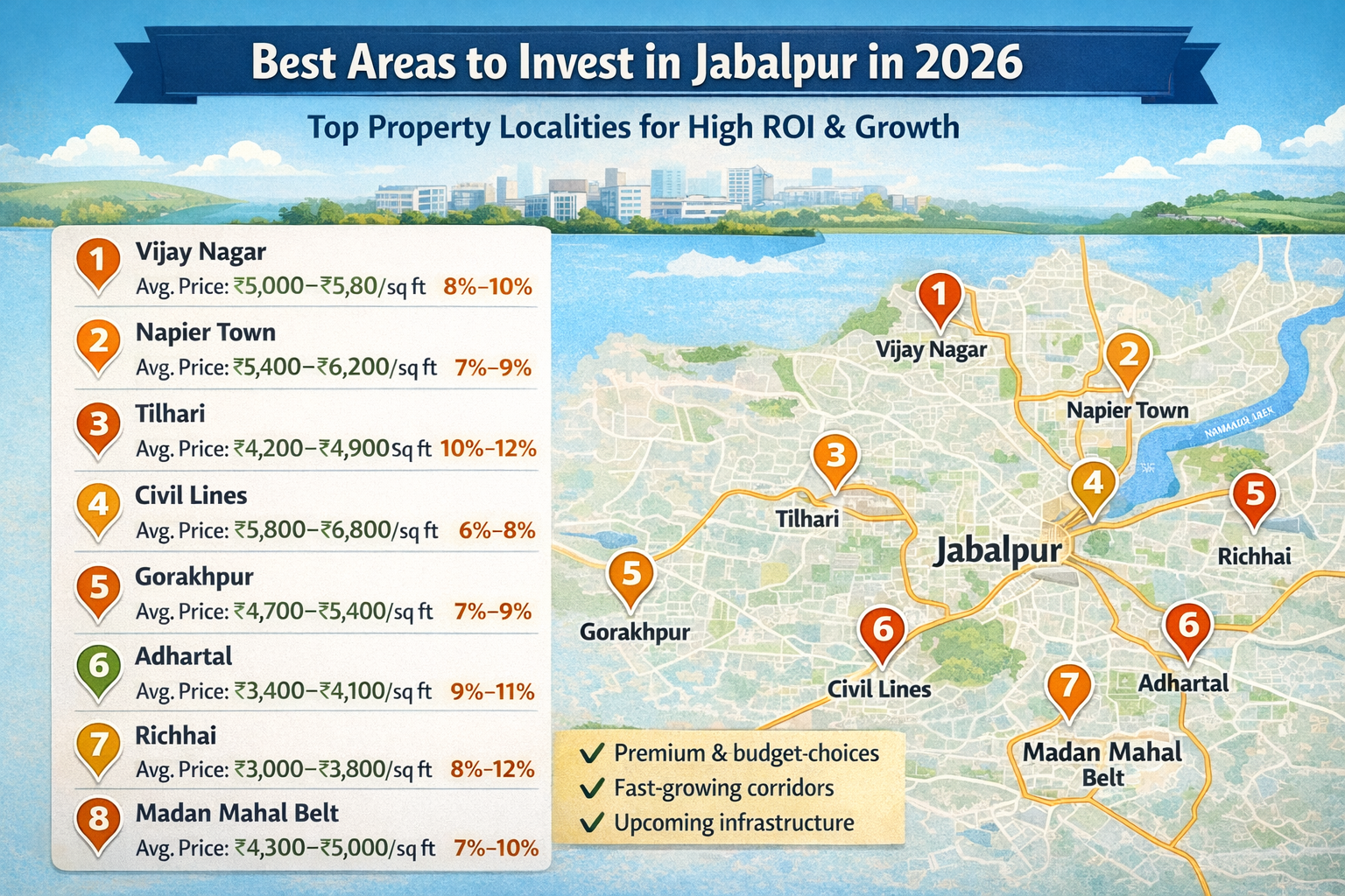 Best areas to invest in Jabalpur in 2026