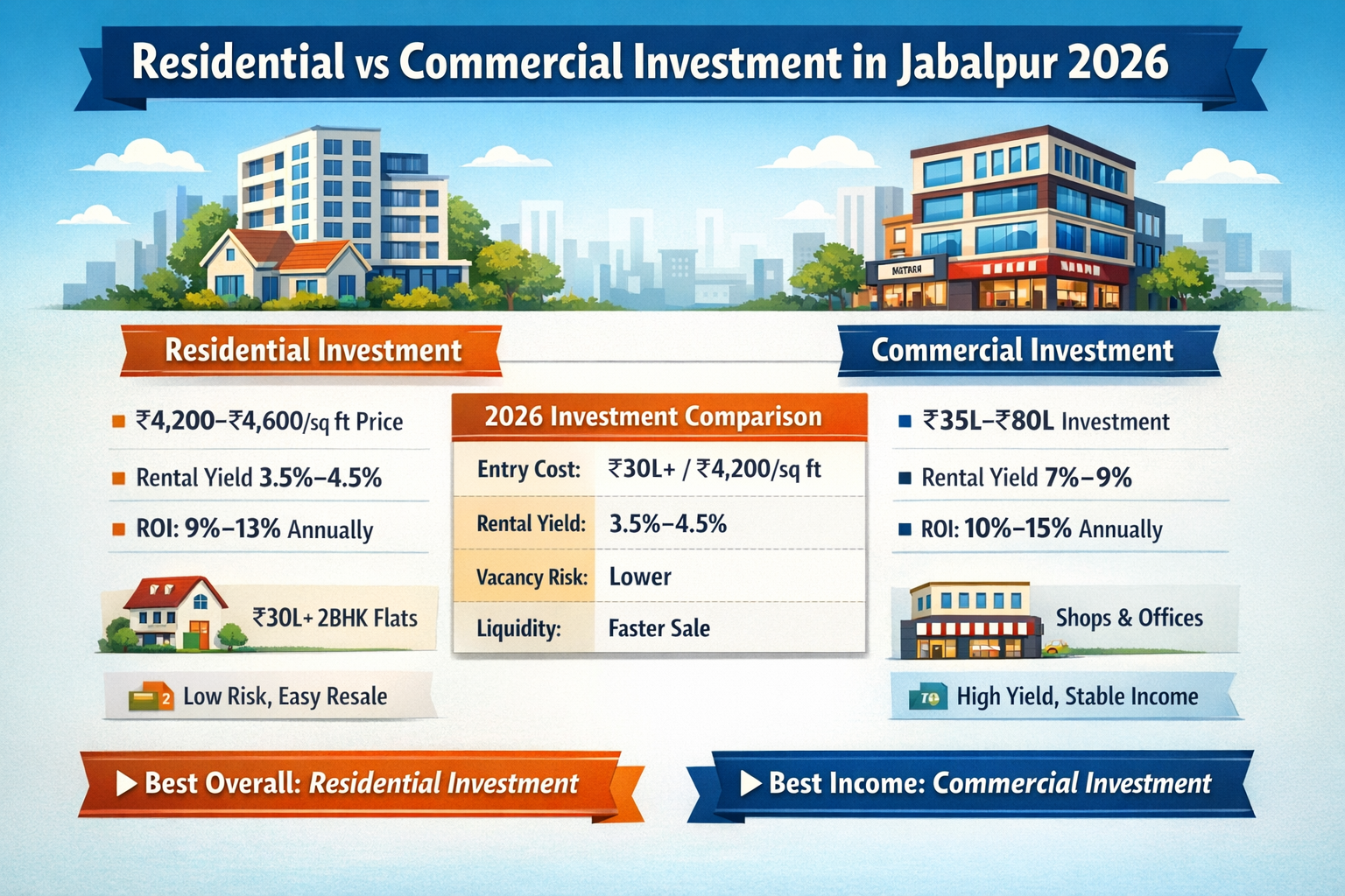Residential vs commercial investment in Jabalpur