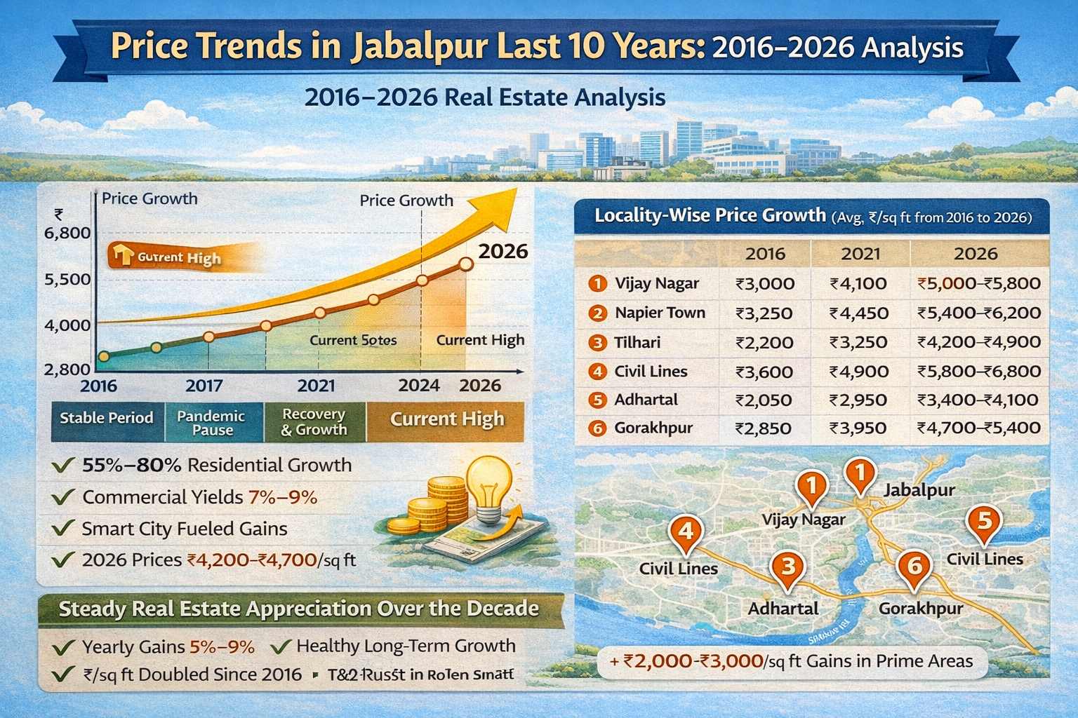 Price trends in Jabalpur: Last 10 years analysis