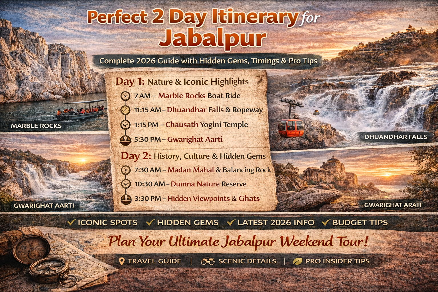 2 day itinerary for Jabalpur