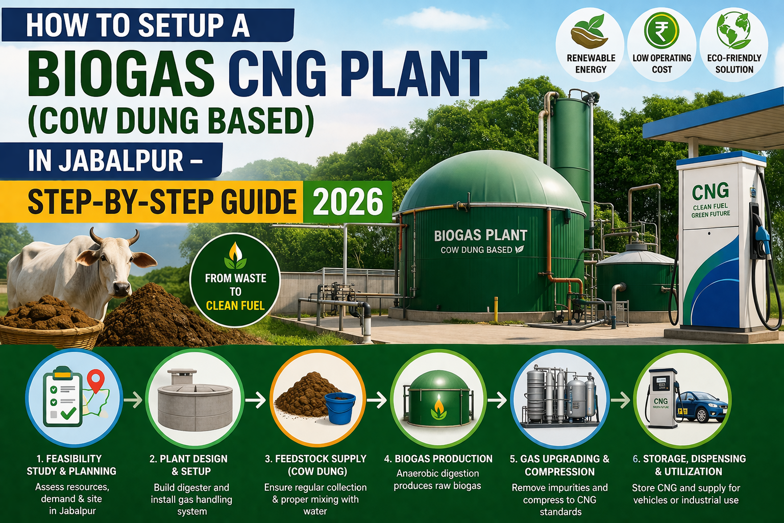 How to Setup a Biogas CNG Plant (Cow Dung Based) in Jabalpur – Step-by-Step Guide 2026
